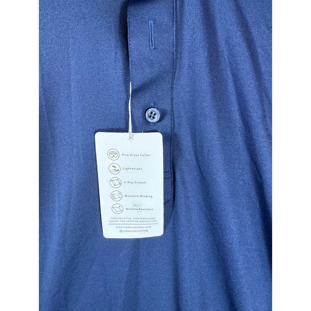 NWT Collars and Co Featherweight Men's Navy Blue Polo‎ Shirt XLarge - Picture 2 of 7